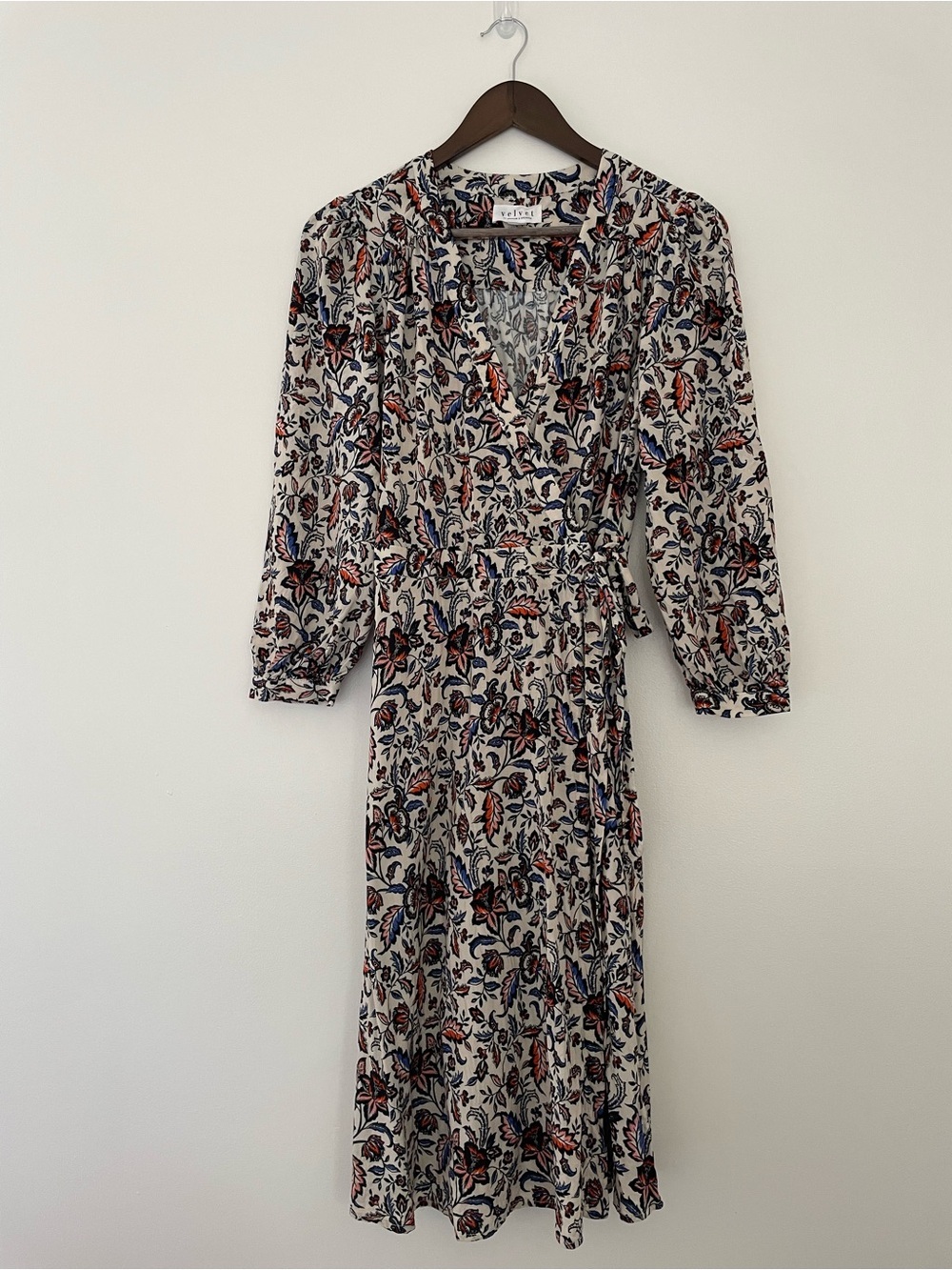 Velvet by Graham &Spencer Floral Long Sleeve Wrap Maxi Resort Dress
